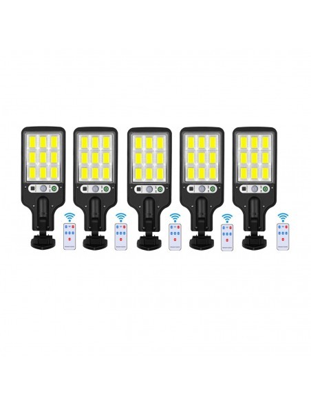 Set 5 x Lampi Solare de Perete cu 72 LED-uri COB, 50W, 3 Moduri