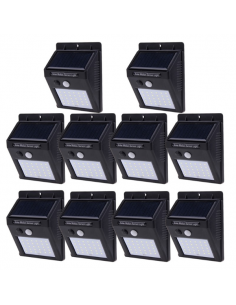 Set 10 lampi ULTRA 30 LED cu panou solar si senzor de miscare
