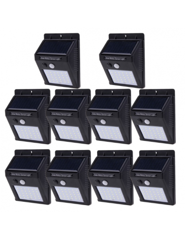 Set 10 lampi ULTRA 30 LED cu panou solar si senzor de miscare