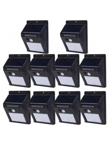 Set 10 lampi ULTRA 30 LED cu panou solar si senzor de miscare