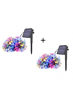 Set 2 x Instalatie solara floricele gheata, 50 led-uri