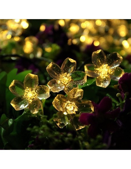 Set 2 x Instalatie solara floricele gheata, 50 led-uri