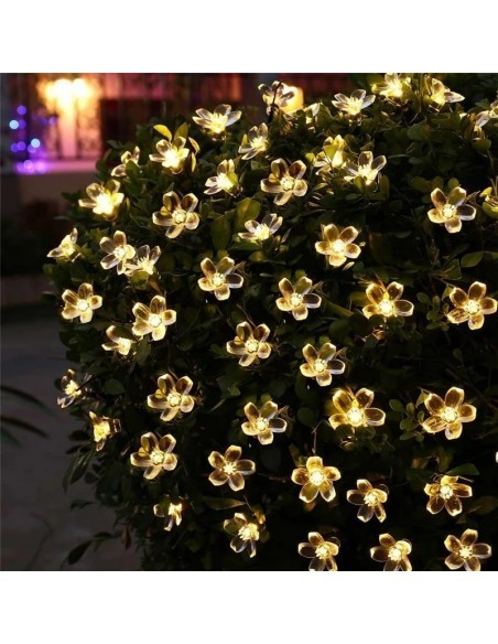 Set 2 x Instalatie solara floricele gheata, 50 led-uri
