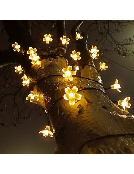 Set 2 x Instalatie solara floricele gheata, 50 led-uri
