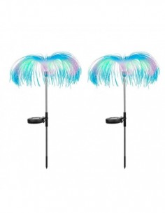 Set 2 x Lampa solara tip meduza, fibra optica LED RGB 2