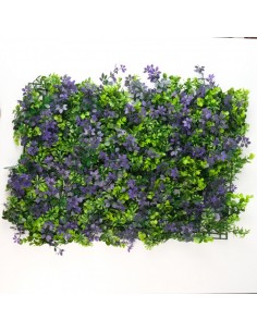 Gard artificial cu iarba si floricele mov 40x60cm