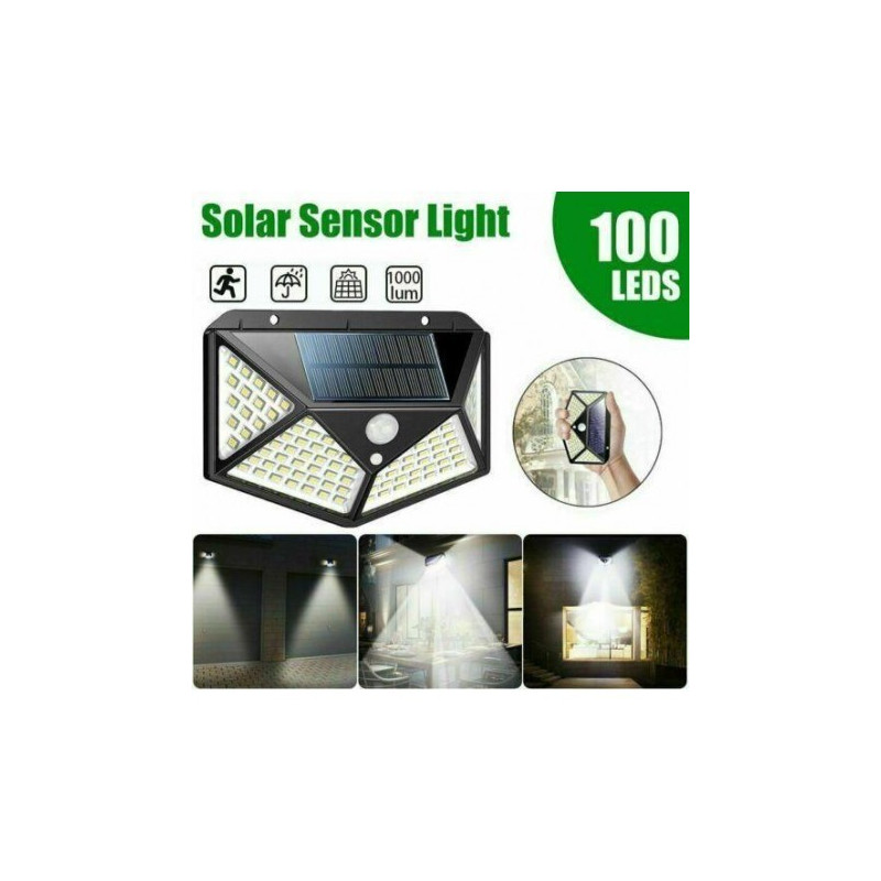 Set 6 lampi solare cu senzor de miscare, 100 LED-uri si 3