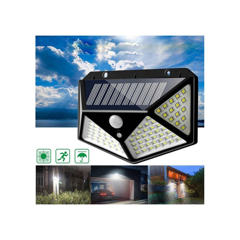 Set 6 lampi solare cu senzor de miscare, 100 LED-uri si 3