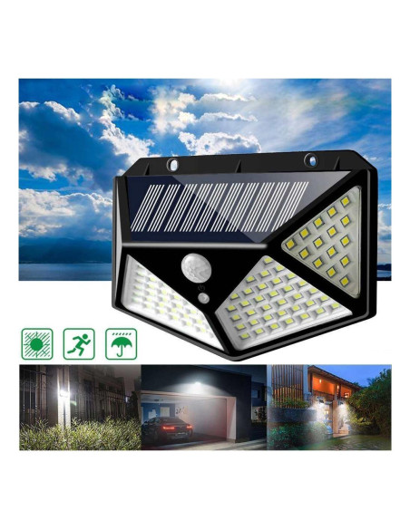 Set 6 lampi solare cu senzor de miscare, 100 LED-uri si 3