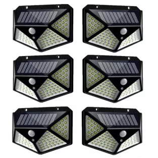 Set 6 lampi solare cu senzor de miscare, 100 LED-uri si 3