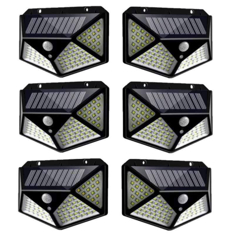 Set 6 lampi solare cu senzor de miscare, 100 LED-uri si 3