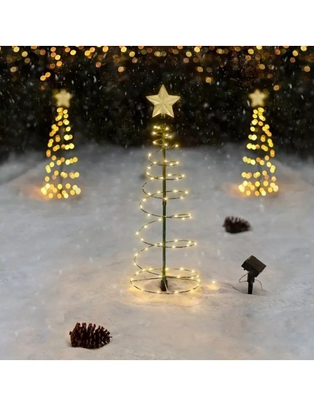 Decoratiune solara Brad cu stea, 85cm, alb cald
