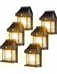 Set 6 x Lampa solara led de perete cu senzor de miscare fara