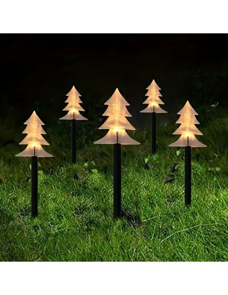 Instalatie solara cu 5 braduti decorativi pentru gradina