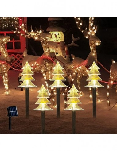 Instalatie solara cu 5 braduti decorativi pentru gradina