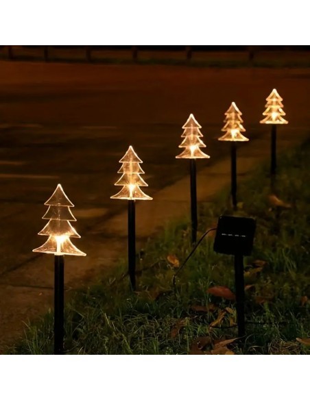 Instalatie solara cu 5 braduti decorativi pentru gradina