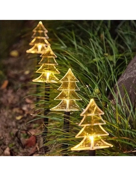 Instalatie solara cu 5 braduti decorativi pentru gradina