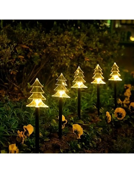 Instalatie solara cu 5 braduti decorativi pentru gradina