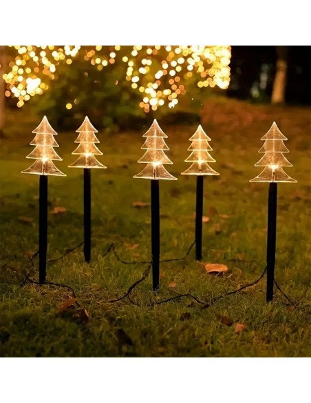 Instalatie solara cu 5 braduti decorativi pentru gradina