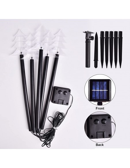 Instalatie solara cu 5 braduti decorativi pentru gradina