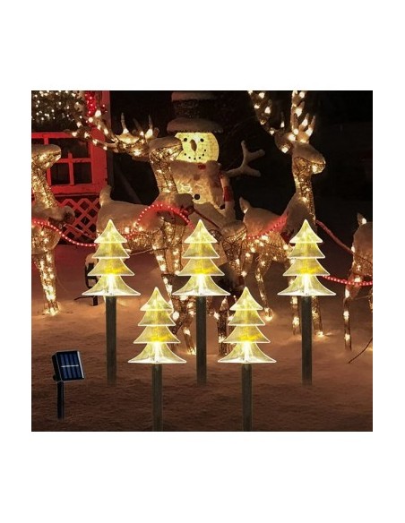 Instalatie solara cu 5 braduti decorativi pentru gradina