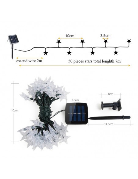 1+1 Instalatie solara 50 LED stelute, multicolor