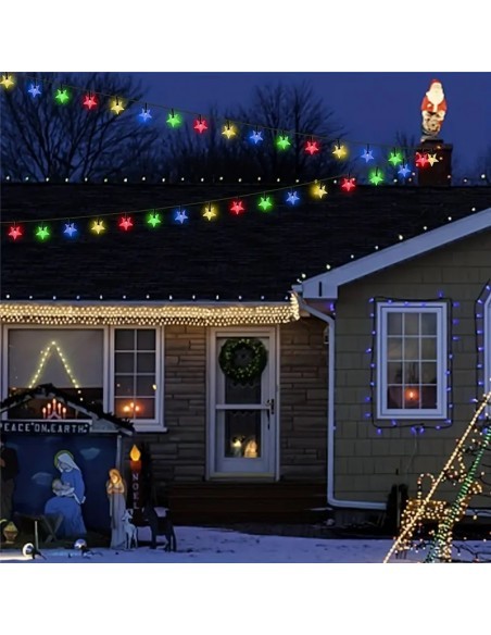 1+1 Instalatie solara 50 LED stelute, multicolor