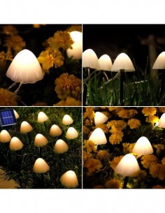 Decoratiune solara cu 30 de ciupercute led -alb cald 2