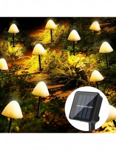 Decoratiune solara cu 30 de ciupercute led -alb cald