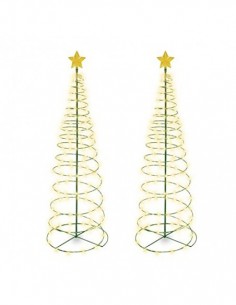 Decoratiune solara Brad cu stea, 85cm, alb cald 2