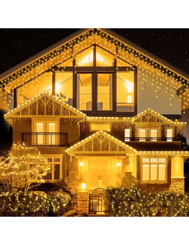 Instalatie premium tip franjuri/turturi cu flash, 35m, 650led-uri, exterior/ interior, fir alb gros, interconectabila