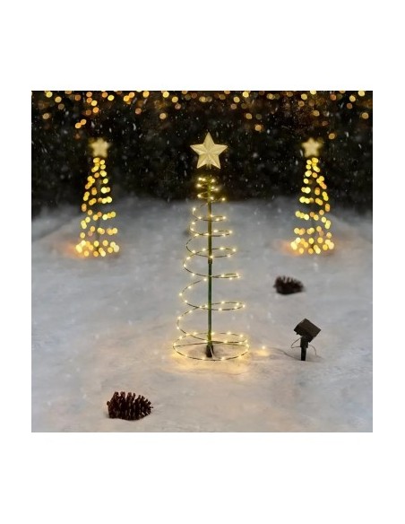 Decoratiune solara Brad cu stea, 85cm, alb cald