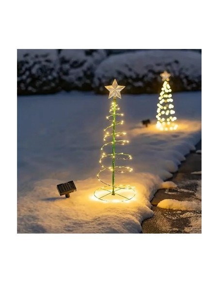 Decoratiune solara Brad cu stea, 85cm, alb cald