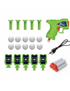 Jucarie zburatoare cu mingii si pistol cu tinte dark shot 2