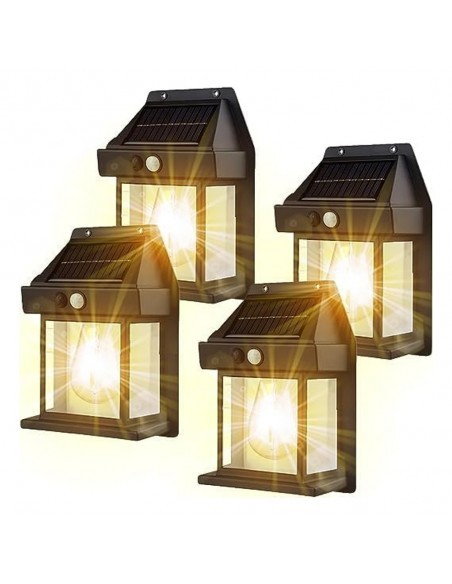 Set 10 x Lampa solara de perete LED cu senzor de miscare fara
