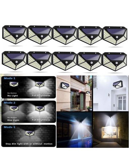 Set 20 x Lampa 100 LED cu panou solar, senzor de miscare
