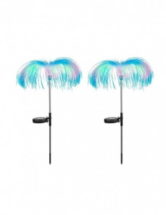 Set 4 x Lampa solara tip meduza, fibra optica LED RGB 2