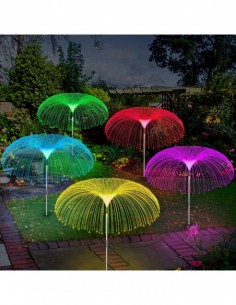 Set 4 x Lampa solara tip meduza, fibra optica LED RGB