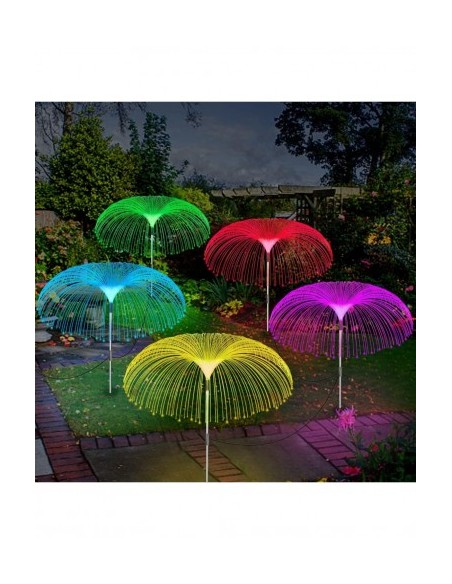 Set 4 x Lampa solara tip meduza, fibra optica LED RGB