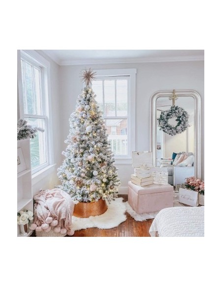 Brad artificial cu aspect nins, 180cm, deluxe, zapada, suport