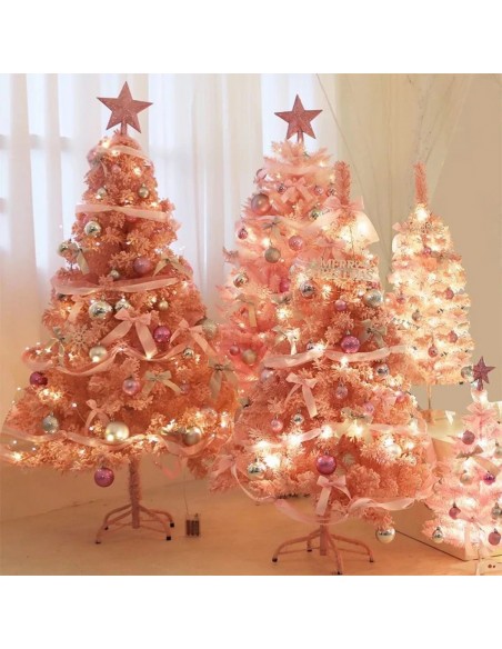 Brad de Craciun pin nins cu suport inclus 1,8 m culoare roz