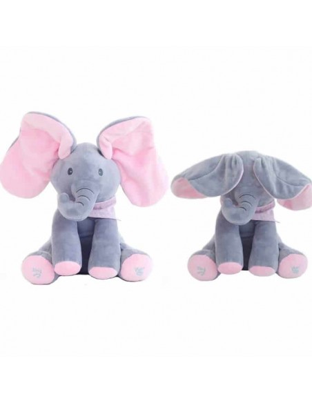 Elefant interactiv Peek-a-Boo din pluș ce vorbeste, canta si