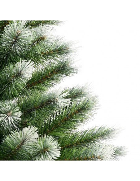 Brad artificial verde cu varfuri albe, 180cm + suport metalic