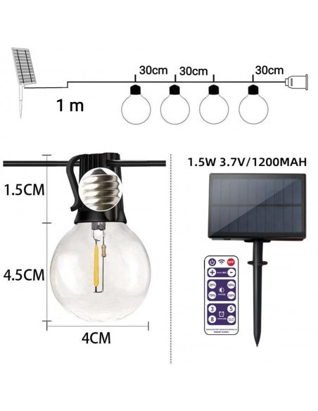 Ghirlanda luminoasa de Craciun, Exterior IP44, cu panou, 4.5 m