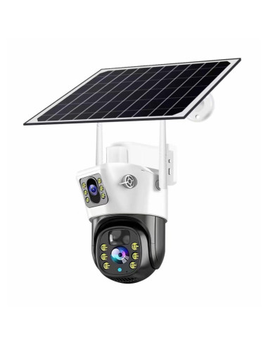 Camera de supraveghere duala, cu panou solar si Wi-Fi