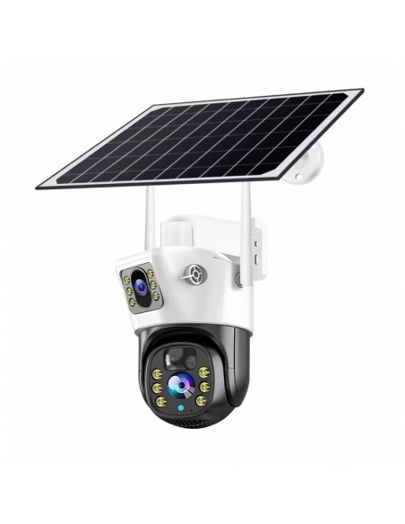 Camera de supraveghere duala, cu panou solar si Wi-Fi