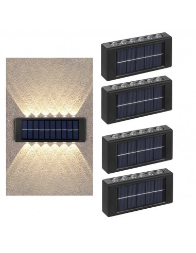 Set 4 x Lampi Solare Bidirectionale,12 LED Alb Cald