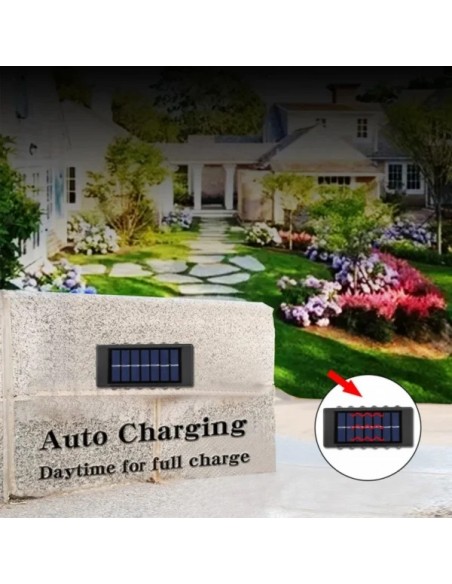 Set 4 x Lampi Solare Bidirectionale,12 LED Alb Cald