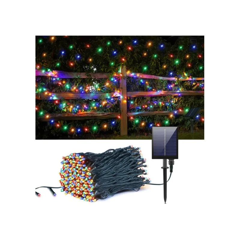 Instalatie 1000 LED cu panou solar mare, 100 M, Multicolor