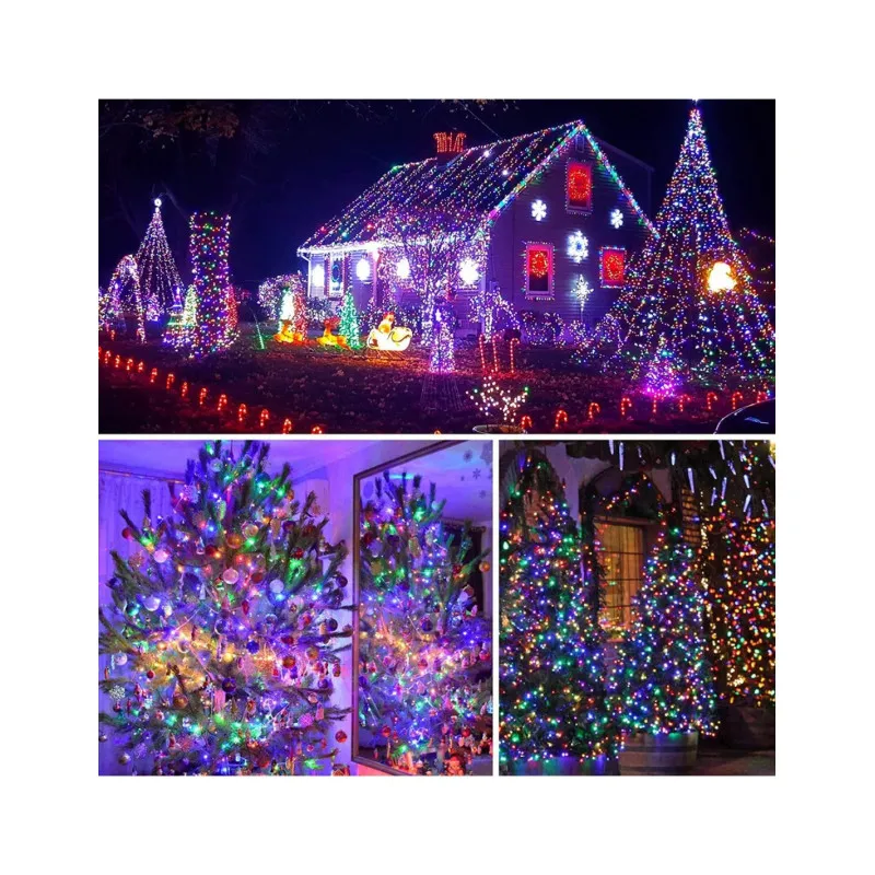 Instalatie 1000 LED cu panou solar mare, 100 M, Multicolor